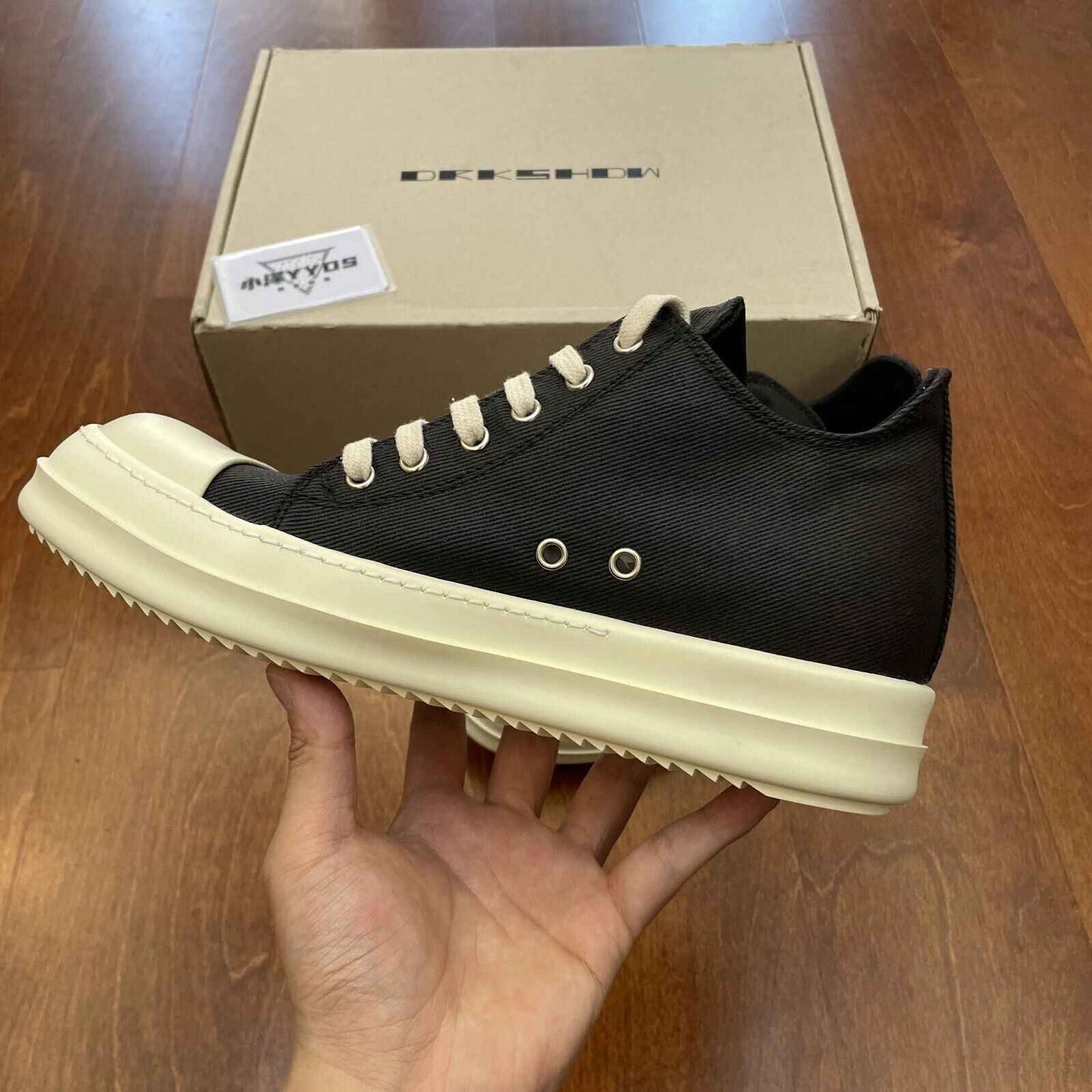 Correct Vers. Rick Owens Wax Surface Satin Sub-line Leather Shoes High/Low Cut