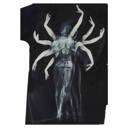 Yohji Yamamoto 23ss Asura Unisex Overlape Print Top Black Long Loose Shirt