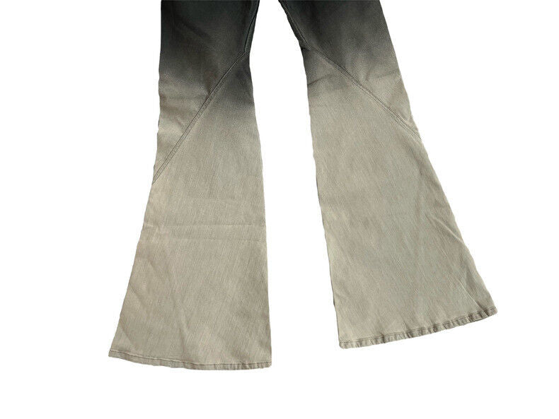 RO Gradient Flared Stacked Jeans - Rick Owen Mud Wash Darkwear Denim - donclickin