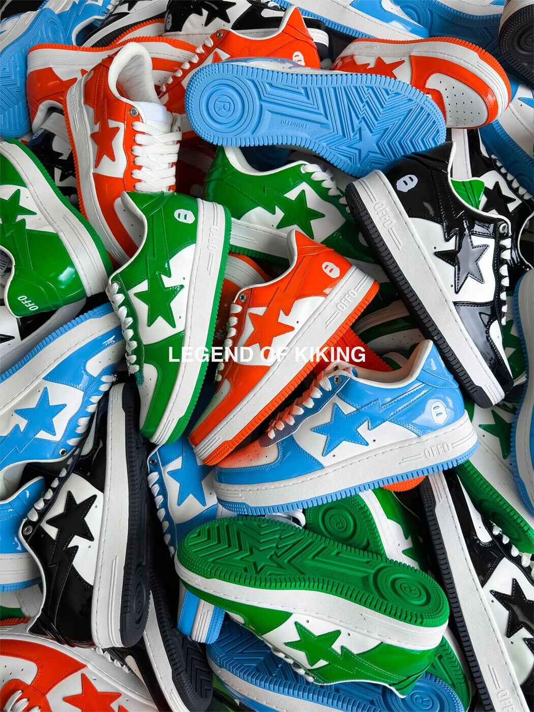 BAPESTA Classic Patent Leather Sneaker Low-Top Casual Skateboard Shoes