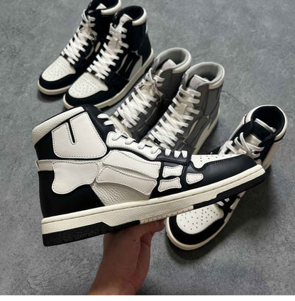 2023SS Bone Shoes Lychee Grain Top Layer Cowhide High-top Leisure Board Shoes