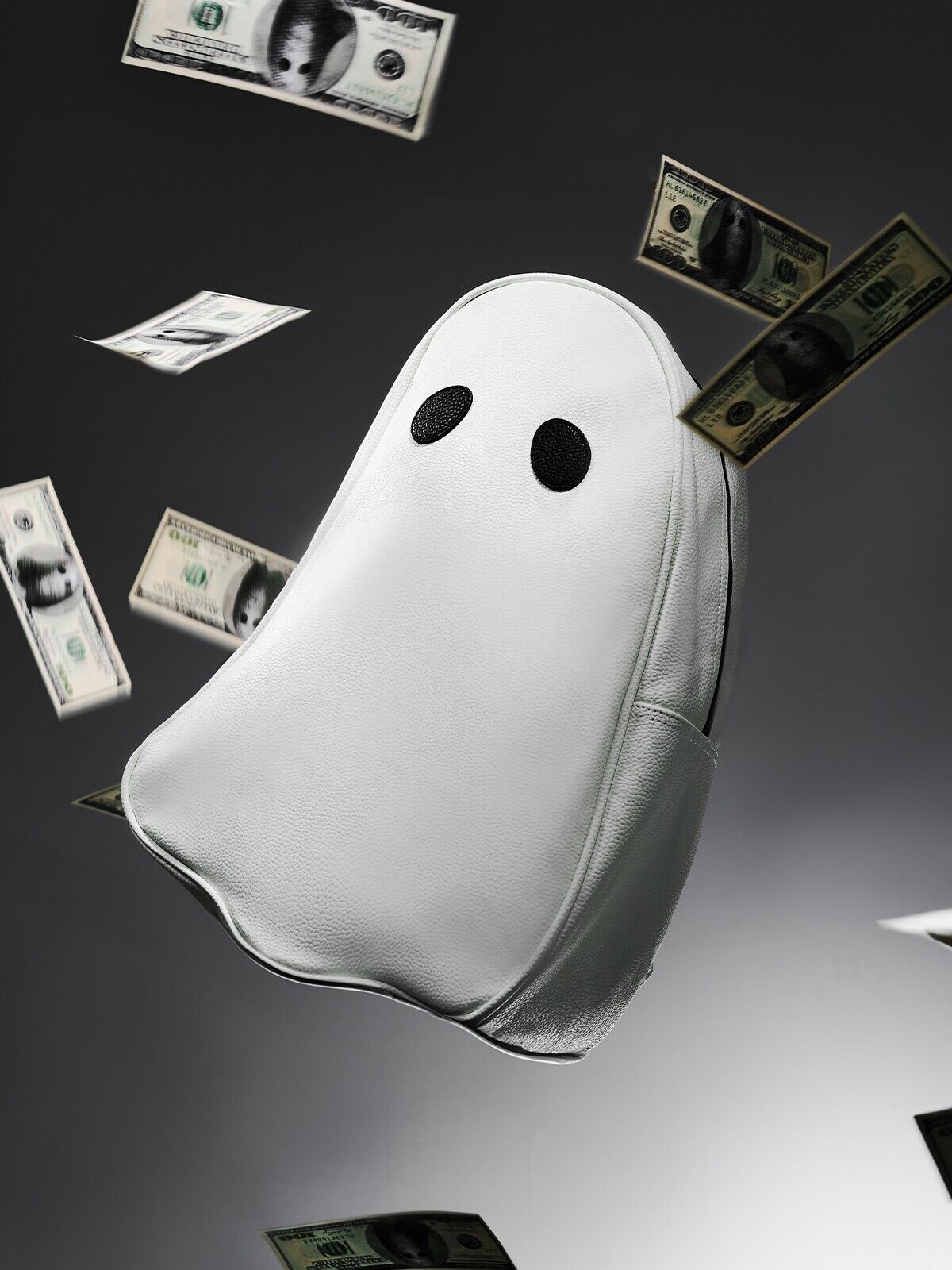 FAC Ghost Backpack /Imp Punk Street Halloween Leather Edition ’I am a ghost bag’ - White