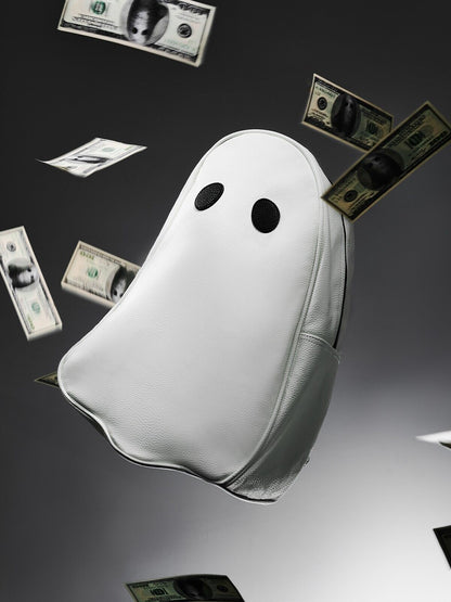 FAC Ghost Backpack /Imp Punk Street Halloween Leather Edition ’I am a ghost bag’ - White