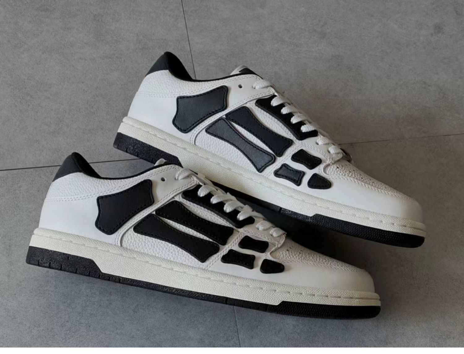 2023SS AMIRI Bone Shoes Lychee Grain Top Layer Cowhide Low-top Leisure Board Shoes