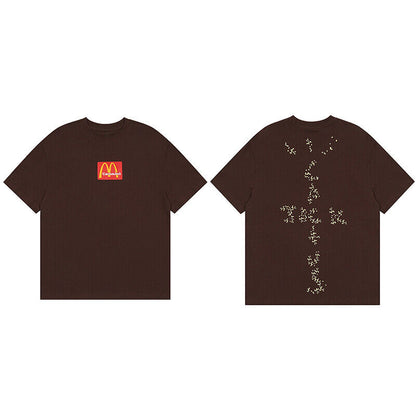 Travis Scott Short Sleeve T-Shirt X McDonald’s High Street Loose Printed Tee