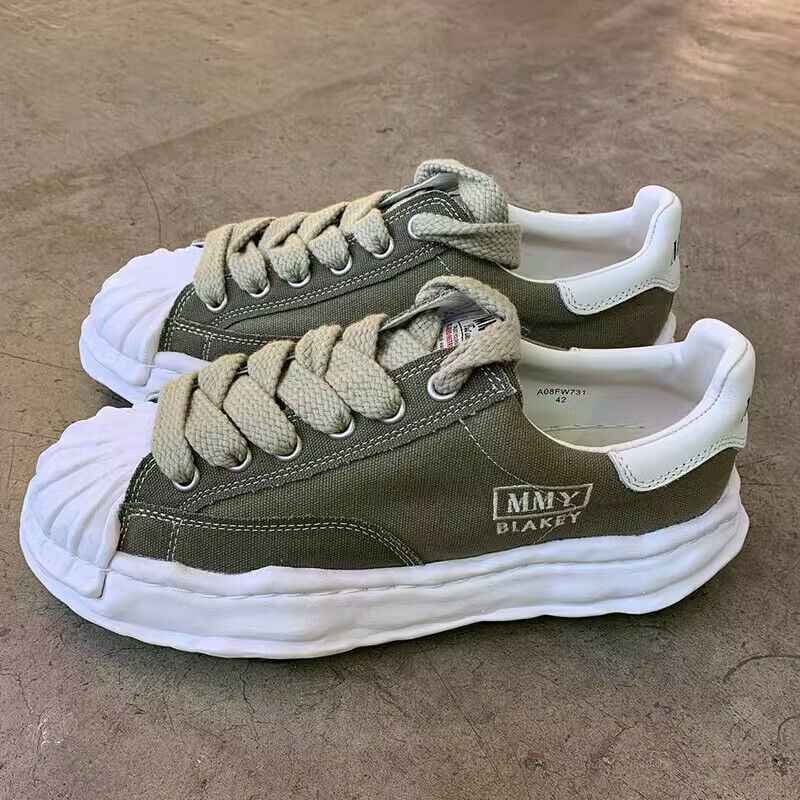 MMY Seashell-Toe Shoes Thick-Soled Unisex Dissolvable Sneakers/Distressed Canvas - Size avaliable 35~47