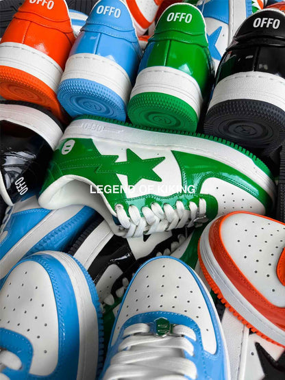 BAPESTA Classic Patent Leather Sneaker Low-Top Casual Skateboard Shoes