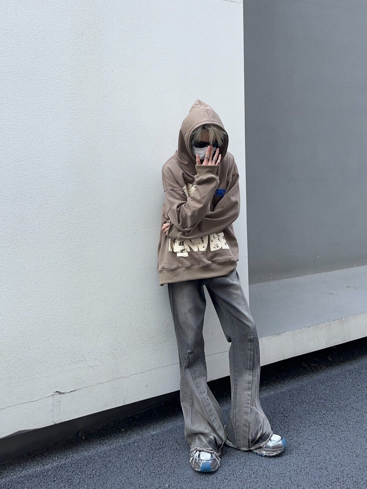 High Street RO Rick Owens Dirty Color Gradient Flare Jeans Distressed Retro Trousers - Size avaliable S ~ XXL