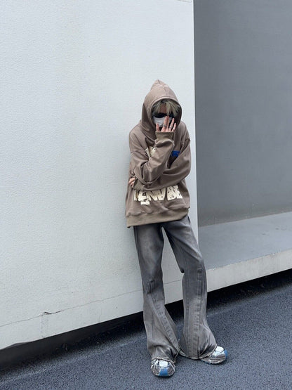 High Street RO Rick Owens Dirty Color Gradient Flare Jeans Distressed Retro Trousers - Size avaliable S ~ XXL
