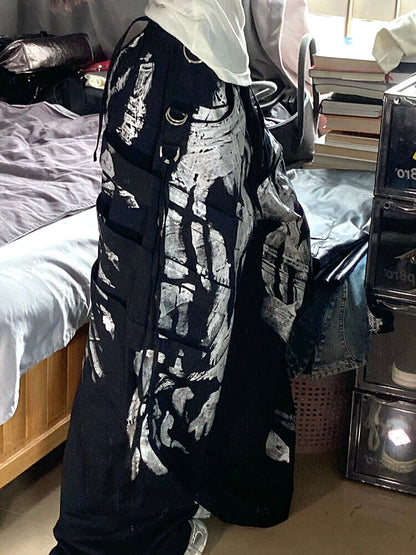 RO Rick Owens Black Work Pants High Street Punk Dark Style Couple Wide-Leg Trousers - Size avaliable S ~ XXL