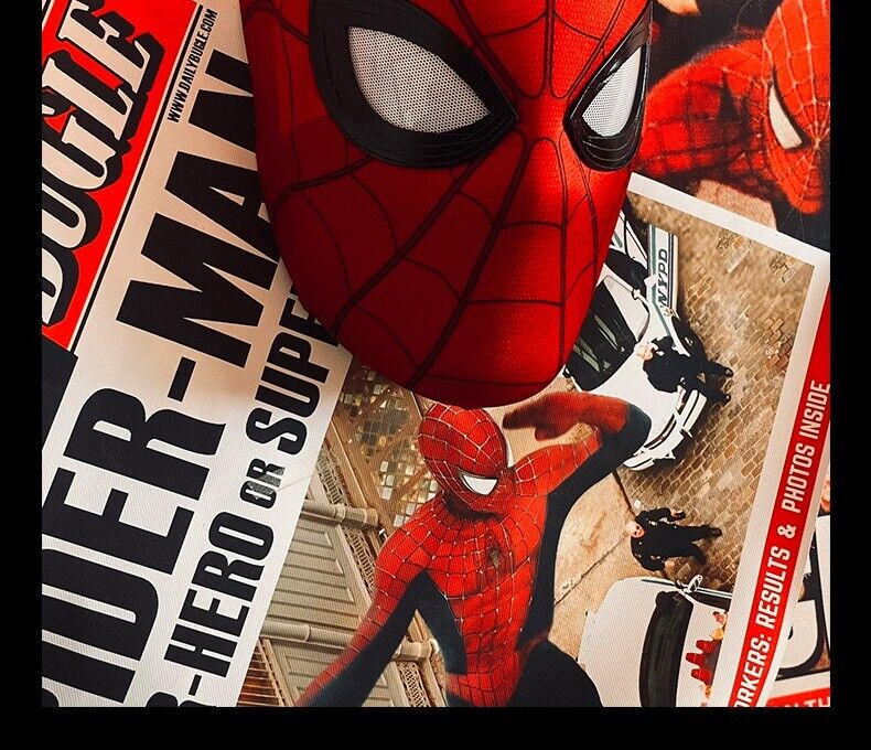 Manual/Electronic Spider-Man Headgear Moving Eyes:Play Face Mask Gift Cosplay