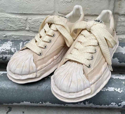 MMY Seashell-Toe Shoes Thick-Soled Unisex Dissolvable Sneakers/Distressed Canvas - Size avaliable 35~47