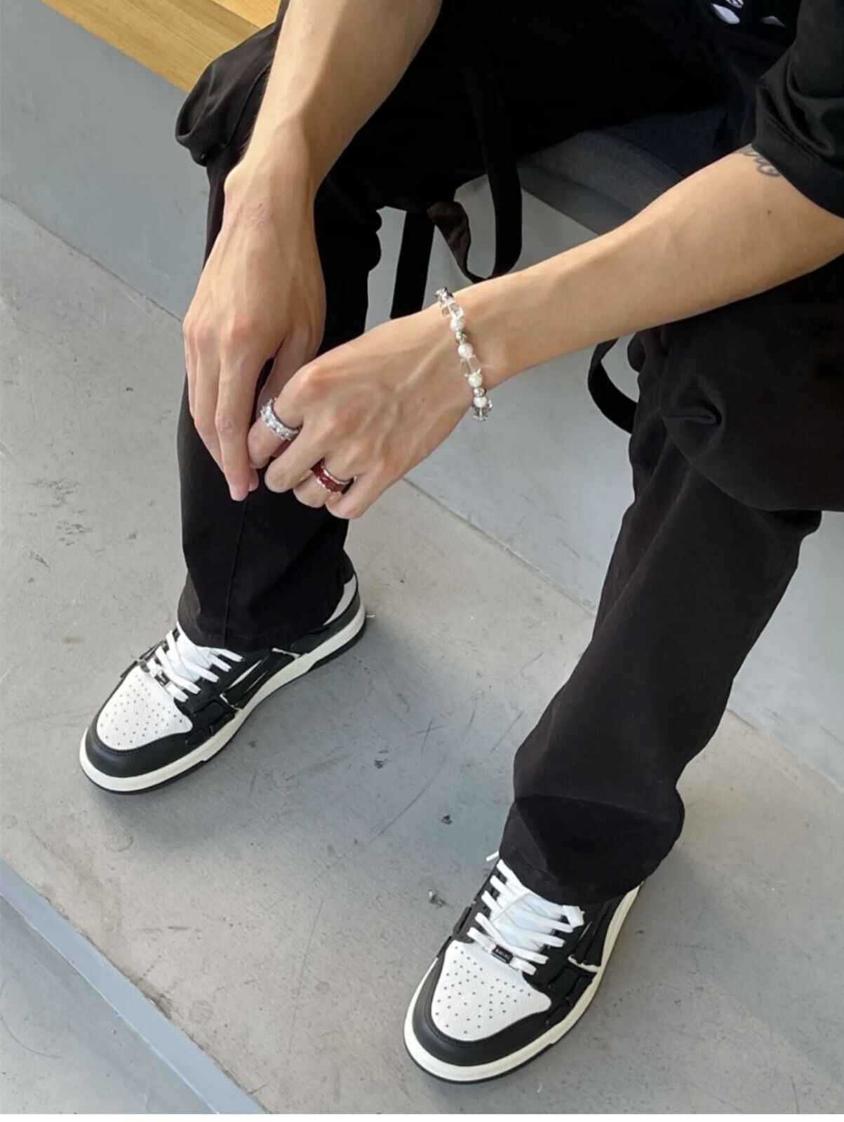 2023SS AMIRI Bone Shoes Lychee Grain Top Layer Cowhide Low-top Leisure Board Shoes