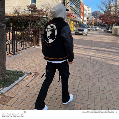 Revised Stussy Black Eight 40th Anniversary Varsity Jacket - Premium Napa Leather