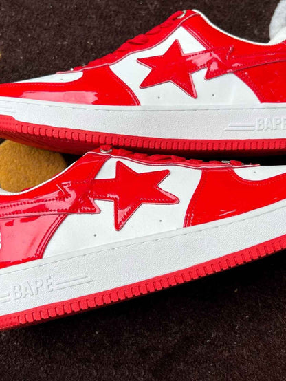 BAPESTA G Ver Patent Leather Streetwear Sneakers Low-Top Casual Skateboard Shoes - Size avaliable 35~47