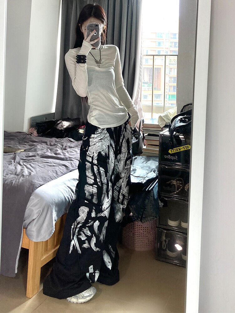 RO Rick Owens Black Work Pants High Street Punk Dark Style Couple Wide-Leg Trousers - Size avaliable S ~ XXL