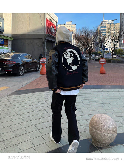Revised Stussy Black Eight 40th Anniversary Varsity Jacket - Premium Napa Leather