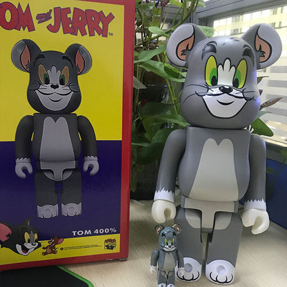 Bearbrick 400% Violent Bear x Tom&Jerry Plated Building Block Bear Figurine Gift - Tom 400% +100%