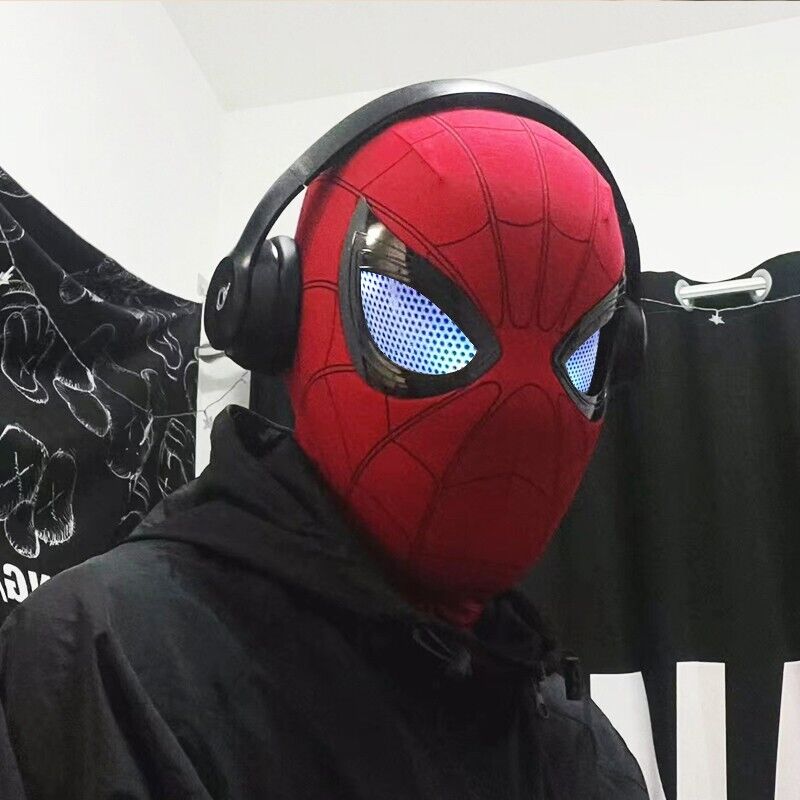 Manual/Electronic Spider-Man Headgear Moving Eyes:Play Face Mask Gift Cosplay