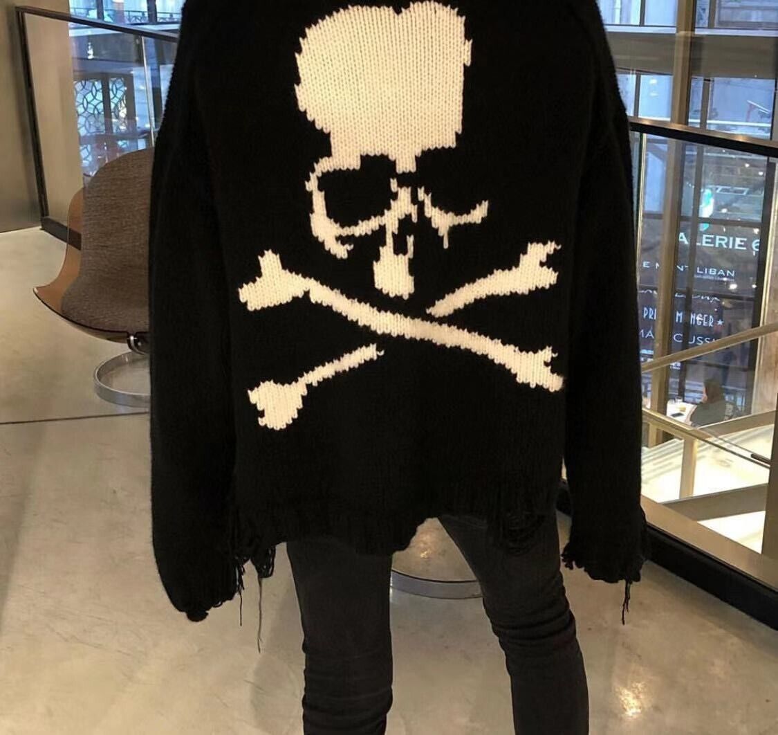 MMJ Mastermind Heavyweight Skull Horsehair Cardigan Sweater Wool Knitted