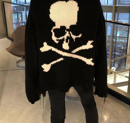 MMJ Mastermind Heavyweight Skull Horsehair Cardigan Sweater Wool Knitted