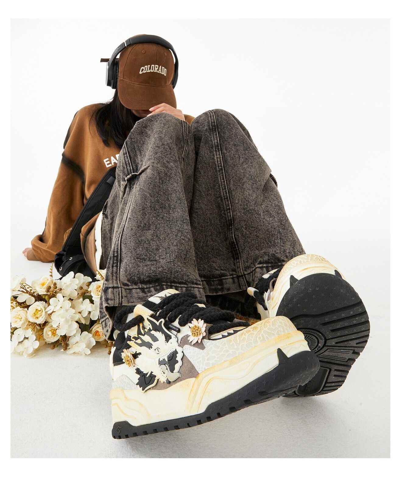 Dragon New Year Edition Men’s Shoes 2024 Vintage Distressed Thick Sole Sneakers - Size avaliable 35~45