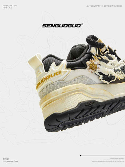 Dragon New Year Edition Men’s Shoes 2024 Vintage Distressed Thick Sole Sneakers - Size avaliable 35~45