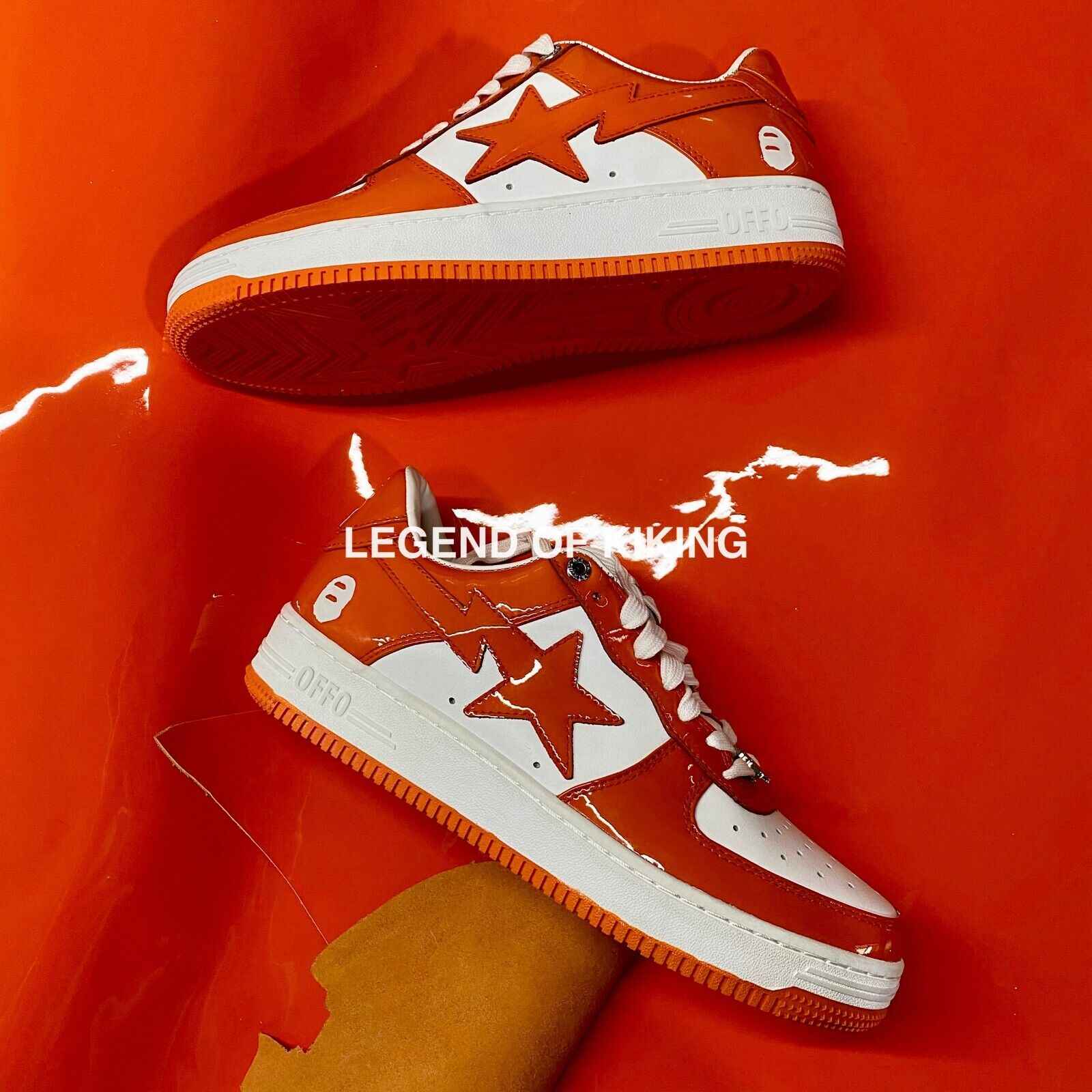 BAPESTA Classic Patent Leather Sneaker Low-Top Casual Skateboard Shoes