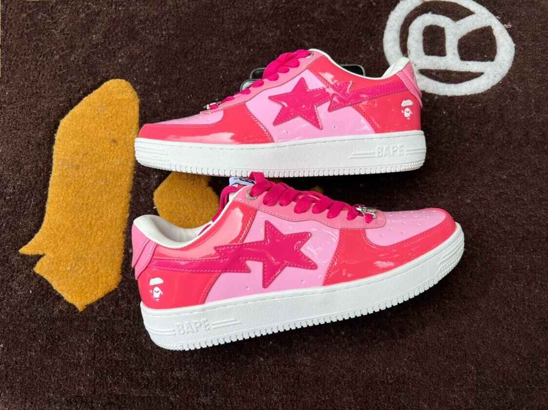 BAPESTA G Ver Patent Leather Streetwear Sneakers Low-Top Casual Skateboard Shoes - Size avaliable 35~47