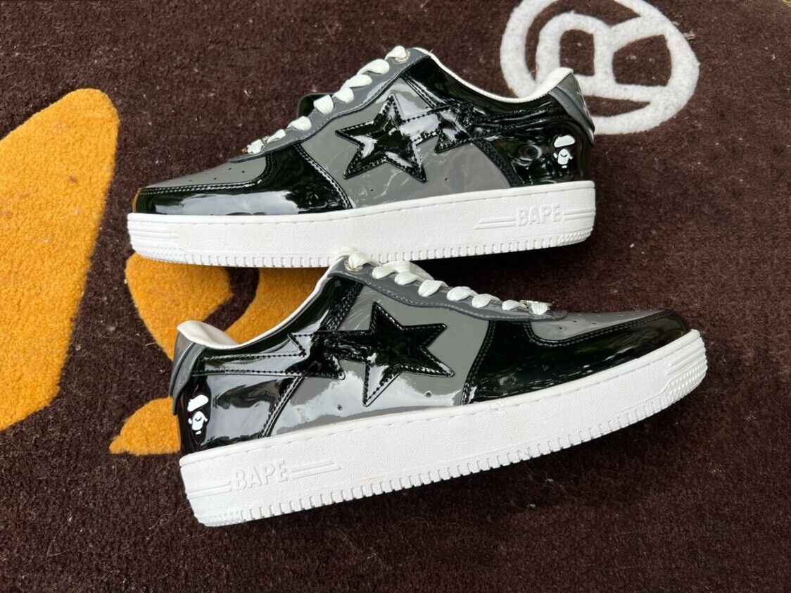 BAPESTA G Ver Patent Leather Streetwear Sneakers Low-Top Casual Skateboard Shoes - Size avaliable 35~47