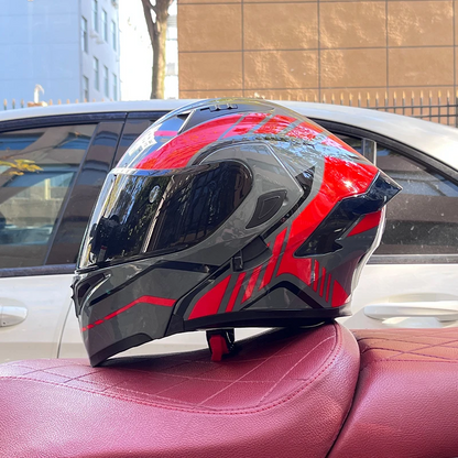 Mecha /3C DOT Certified Unisex Dual Visor Bluetooth Full-Cover Motorcycle Helmet