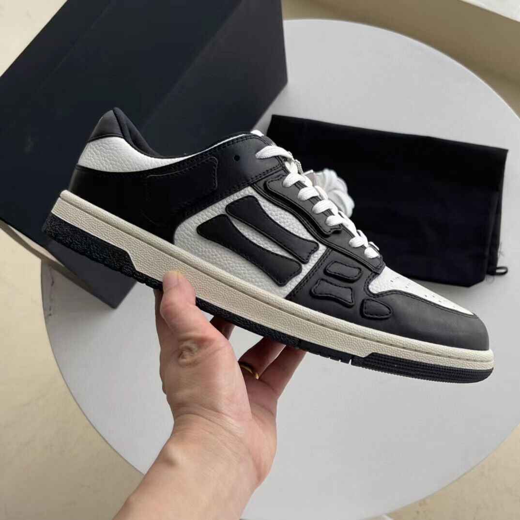 2023SS AMIRI Bone Shoes Lychee Grain Top Layer Cowhide Low-top Leisure Board Shoes