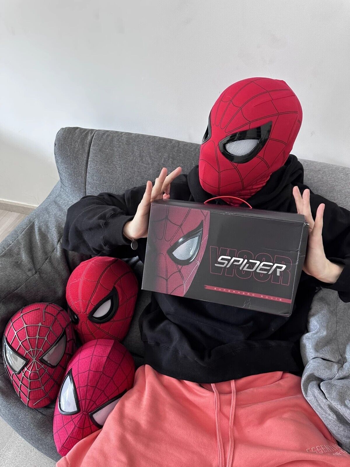 Manual/Electronic Spider-Man Headgear Moving Eyes:Play Face Mask Gift Cosplay