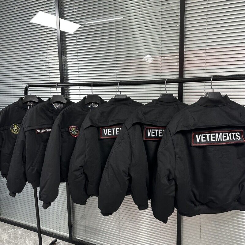 VETEMENTS 19aw Magic Tape Embroidered Flight Jacket Cotton Bomber Down Profile