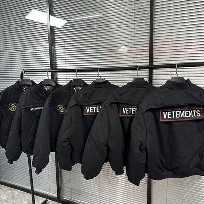 VETEMENTS 19aw Magic Tape Embroidered Flight Jacket Cotton Bomber Down Profile
