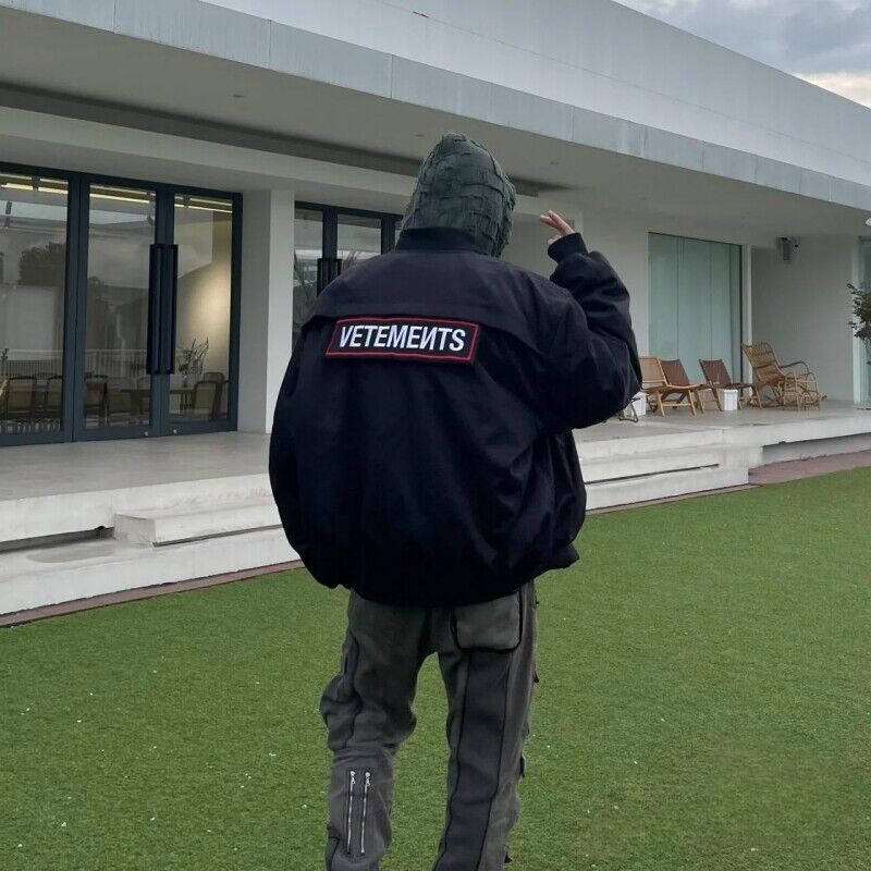 VETEMENTS 19aw Magic Tape Embroidered Flight Jacket Cotton Bomber Down Profile