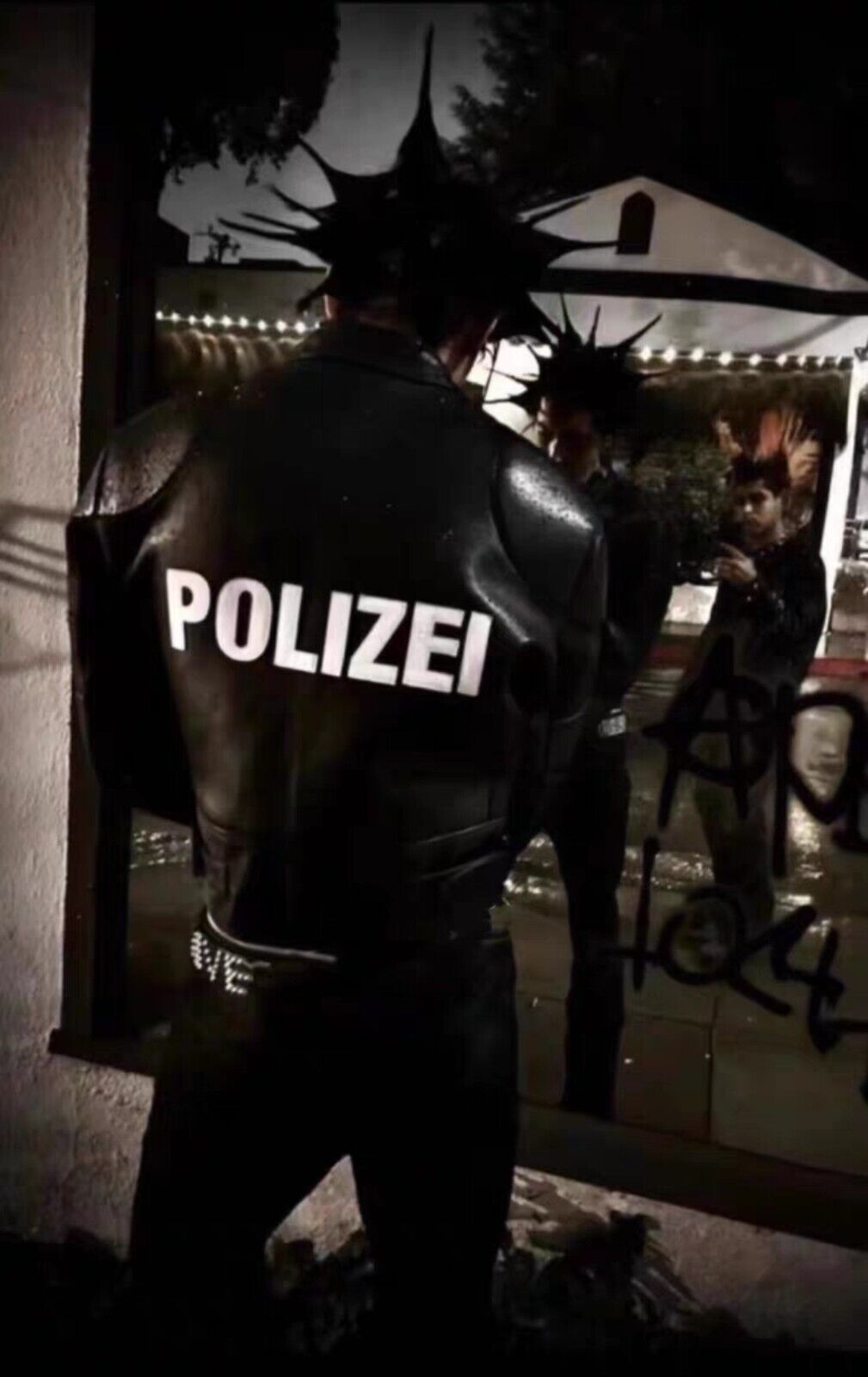 Vetements Motorcycle Leather Jacket Polizei Wild Man Biker Letter Print