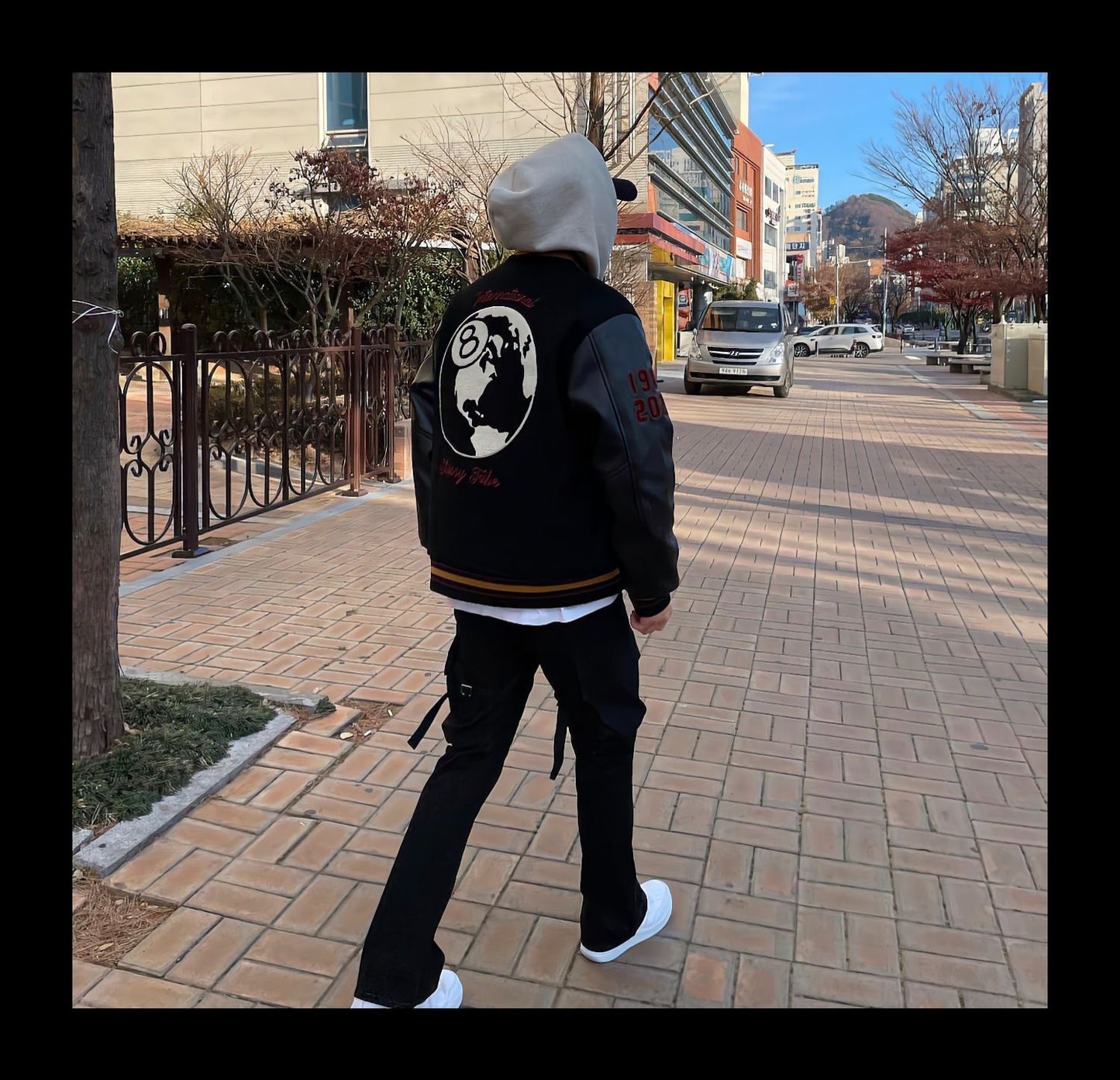 Revised Stussy Black Eight 40th Anniversary Varsity Jacket - Premium Napa Leather