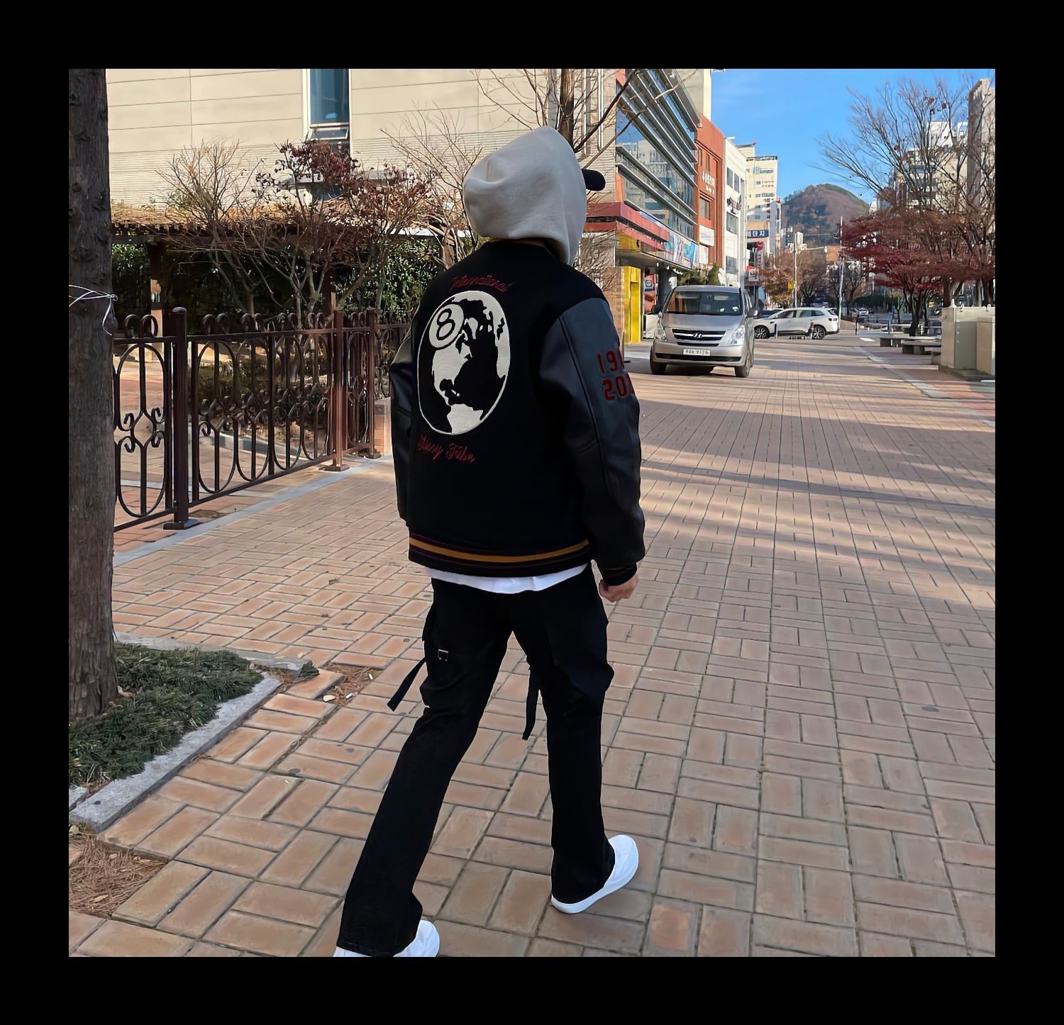 Revised Stussy Black Eight 40th Anniversary Varsity Jacket - Premium Napa Leather