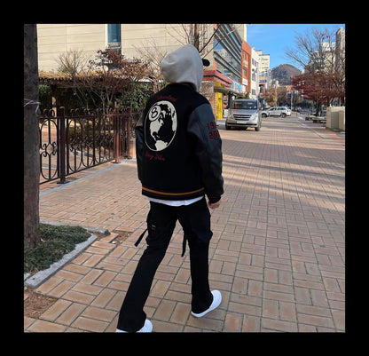 Revised Stussy Black Eight 40th Anniversary Varsity Jacket - Premium Napa Leather