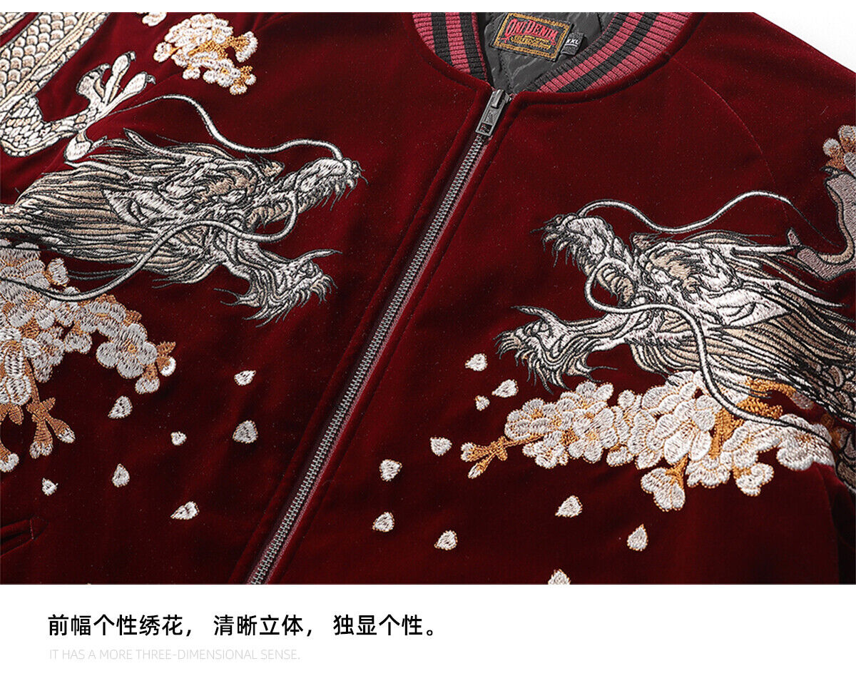 24SS NewYear Dragon Embroidered Heavyweight Dragon Streetwear/ Baseball Jacket