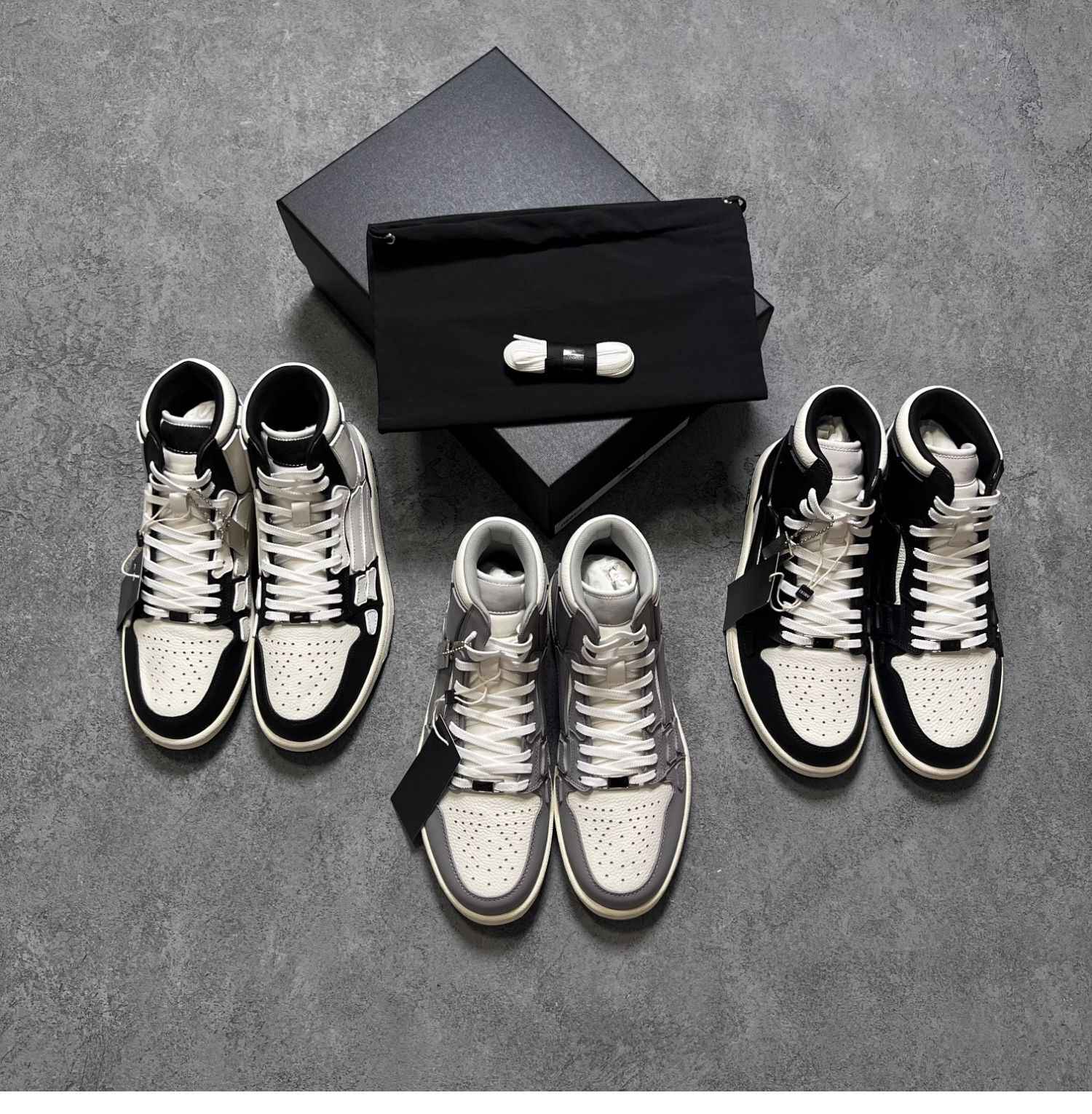 2023SS AMIRI Bone Shoes Lychee Grain Top Layer Cowhide Low-top Leisure Board Shoes