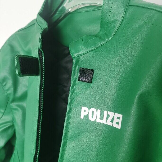 Vetements Motorcycle Leather Jacket Polizei Wild Man Biker Letter Print
