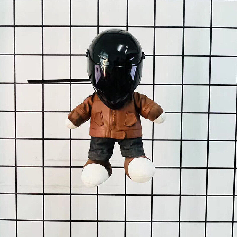 BMW 4S Motorcycle Bear Helmet Travel Tail Box Decoration Pendant Gift Plush Toy - Coffee Bear + Black