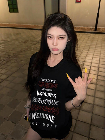 WE11DONE Streetwear Summer Loose Cotton Couple’s Short Half-Sleeve Tee