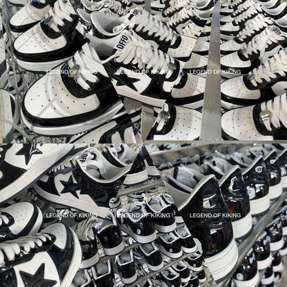 BAPESTA Classic Patent Leather Sneaker Low-Top Casual Skateboard Shoes