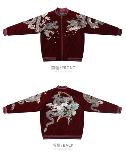 24SS NewYear Dragon Embroidered Heavyweight Dragon Streetwear/ Baseball Jacket