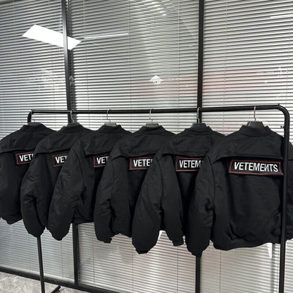 VETEMENTS 19aw Magic Tape Embroidered Flight Jacket Cotton Bomber Down Profile