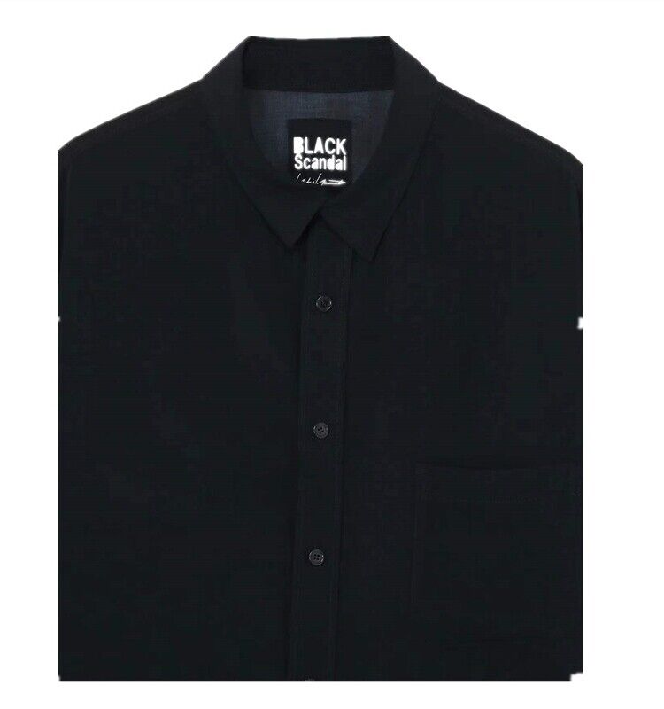 Yohji Yamamoto 23ss Asura Unisex Overlape Print Top Black Long Loose Shirt