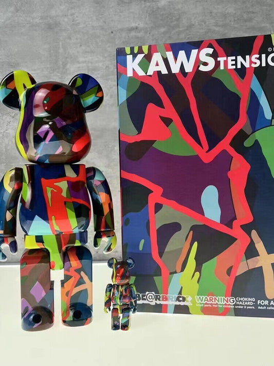Bearbrick 400% X KAW Set:Building Block Violent Bear Toy Decorative Figurine Gift